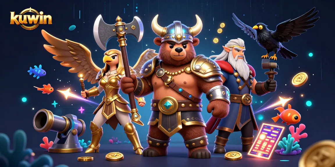 Experience the excitement of kuwin with dynamic 3D characters and vibrant fish shooting game elements.