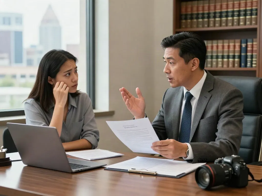Cobb County DUI legal consultation between a lawyer and client in an office.