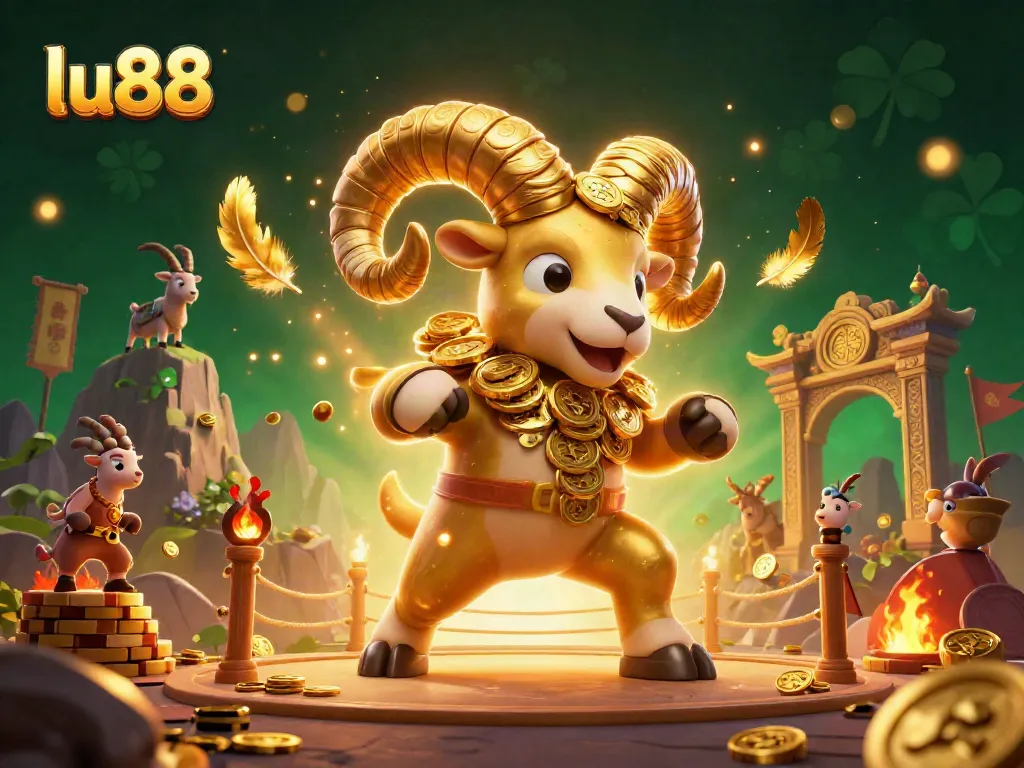Experience thrilling moments at lu88 with golden ram smashing through a casino gateway.