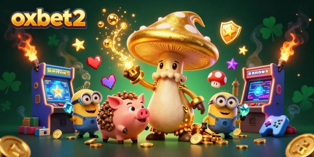 Experience the magic of oxbet2 with a whimsical casino scene filled with treasure and gaming excitement.
