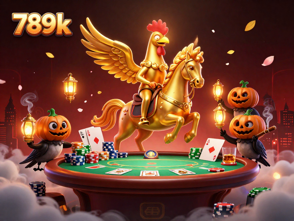 Engage in thrilling gameplay at 789k featuring a vibrant casino scene with unique golden rooster character.