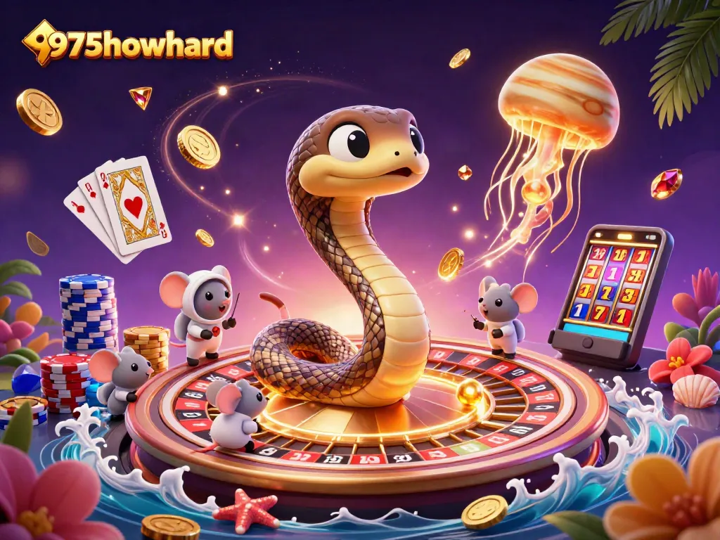 Engage with 975howard's exciting cosmic casino scene, featuring betting astronaut mice and a golden jellyfish dealer.