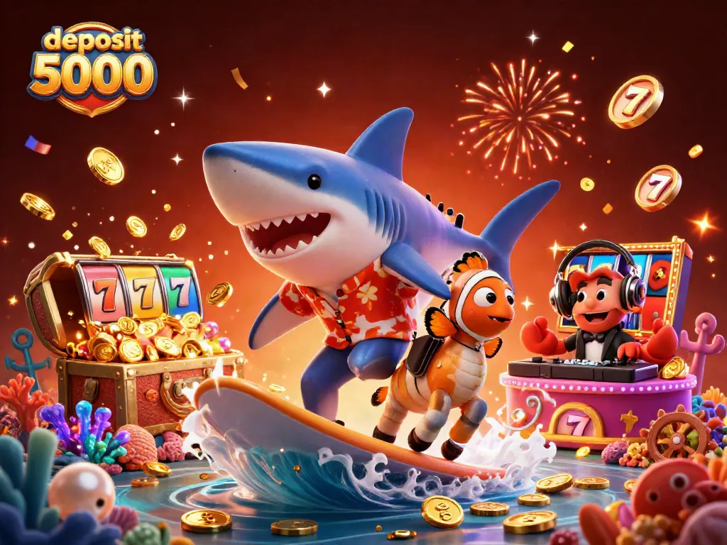 Engage with the exciting world of slots and deposit 5000 through vibrant casino illustrations featuring playful 3D characters.