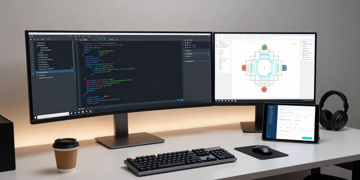 bühnenplan erstellen tool interface displayed at a modern developer workspace with advanced coding features, showcasing innovative software technology.