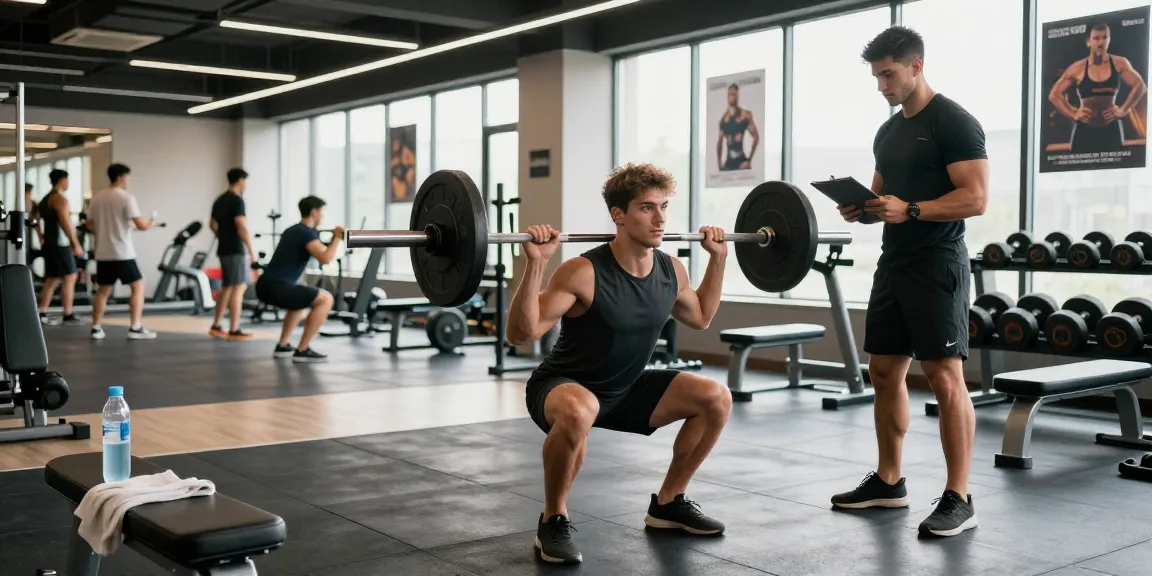 Prime Pharma Steroide Fitness-Training-Szene mit Athleten, die eine Langhantel in einem modernen Fitnessstudio beugen