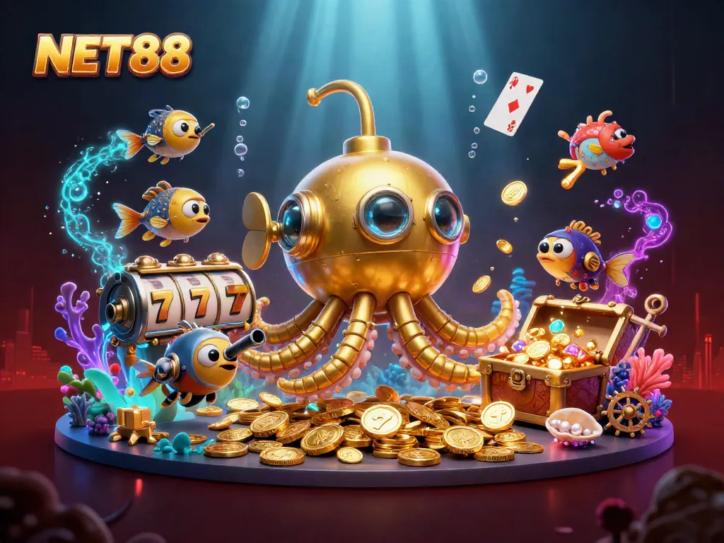 Experience thrilling wins with NET88's vibrant casino adventure featuring engaging 3D elements.