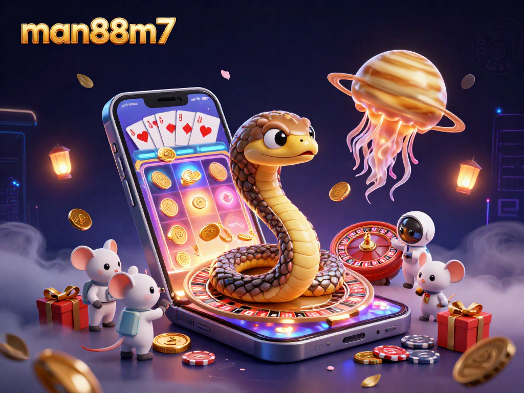 Experience the thrilling bets at man88m7 with a whimsical 3D snake roulette and adventurous mice betting in space.