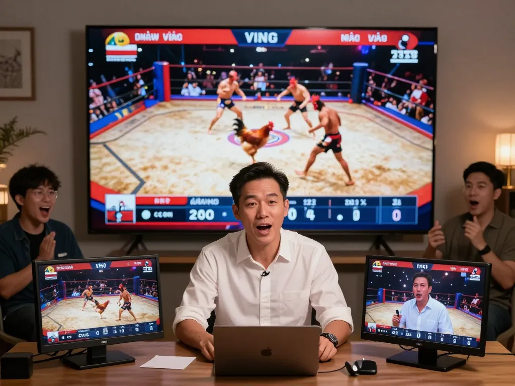 Live commentary of đá gà trực tiếp bình luận with engaging narrator and live odds display