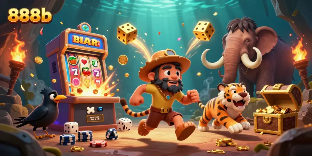Engage in exciting gaming at 888b's prehistoric casino with vivid characters and dynamic gambling elements.