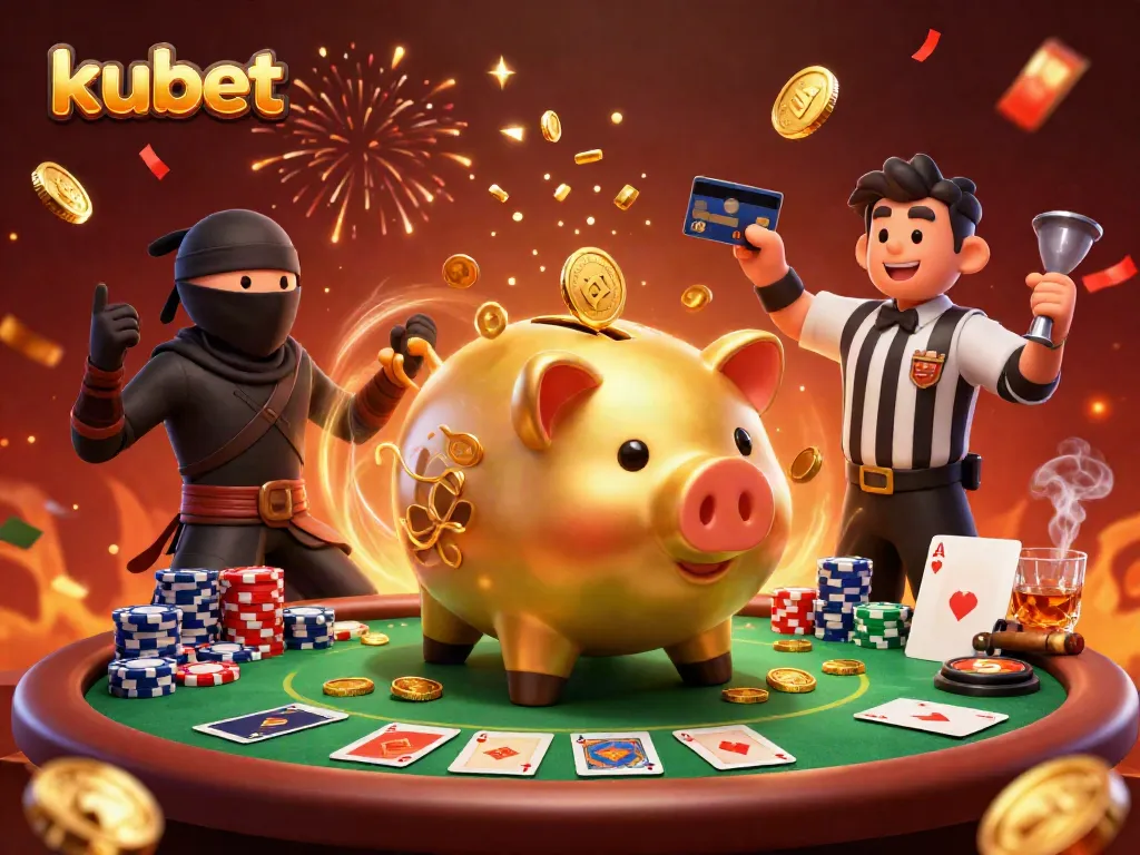 Engage with kubet's thrilling gaming scene featuring characters and vibrant casino elements.