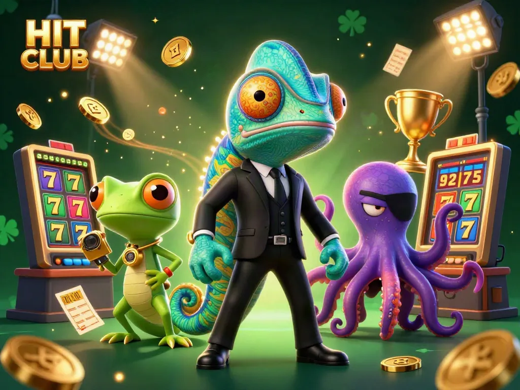Engage with HIT CLUB as 3D characters enjoy slots, jackpot excitement, and betting action.