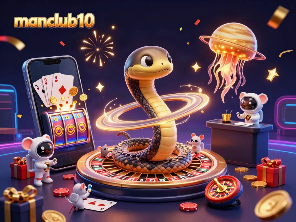 Engage with thrilling games at manclub10 featuring a cosmic casino theme with exciting characters.