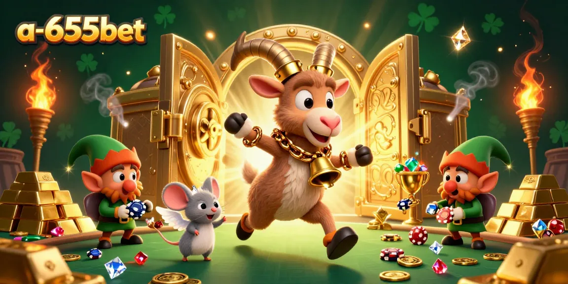A lively scene at the a-655bet casino with Krampus and mischievous characters amidst sparkling treasures.