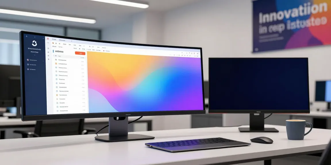 Immobilienmakler Bremen mit modernem Technologie-Workspace, der Software zur Immobilienverwaltung zeigt.