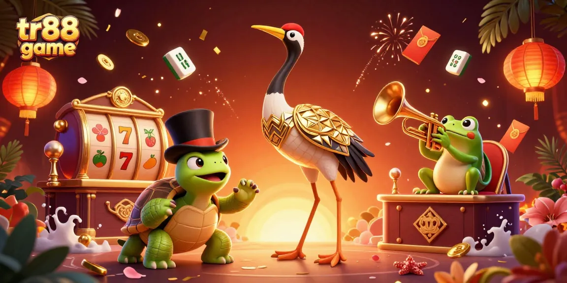 Experience the thrill of tr88 game with vibrant characters and dynamic casino elements in a festive, immersive scene.
