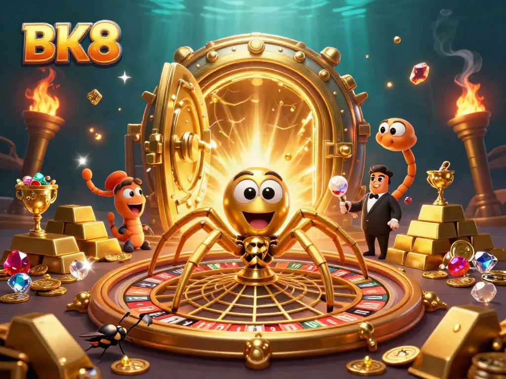 Experience exciting betting moments with BK8 in a vibrant 3D casino illustration.