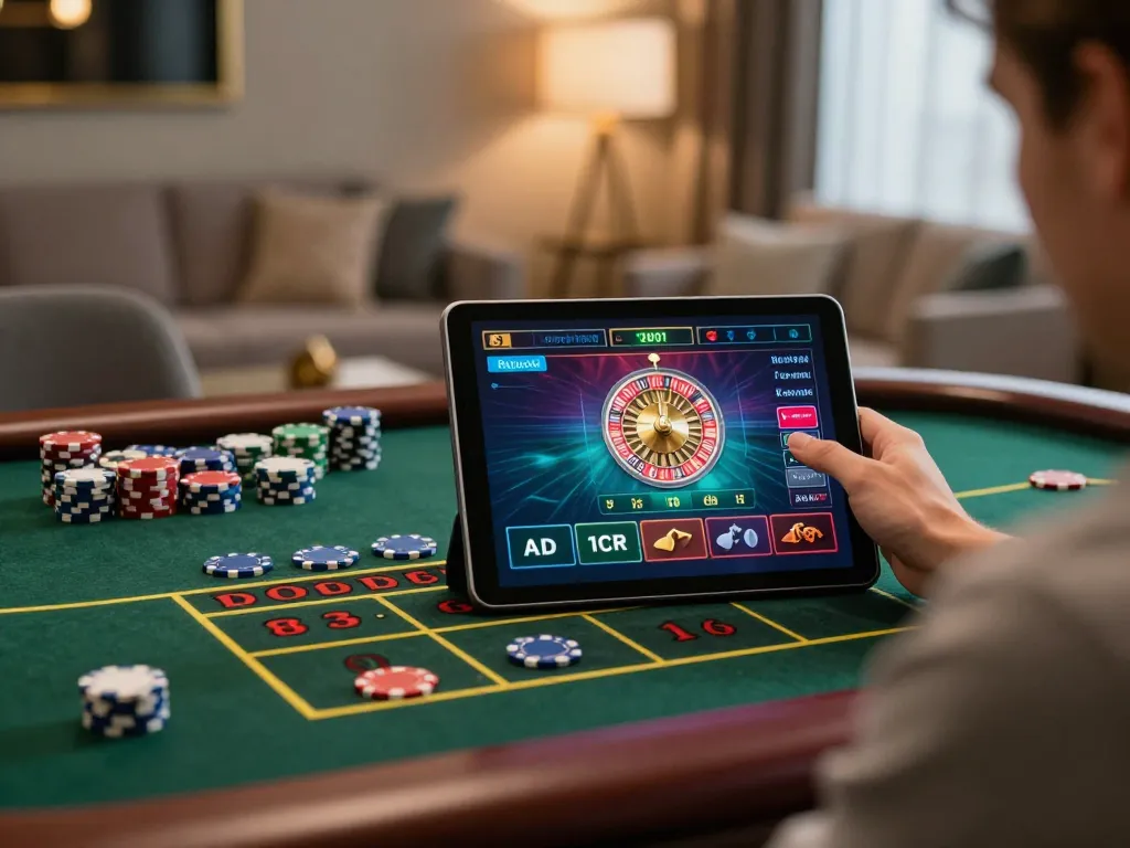 Player engaging in online gaming at G28, featuring a live dealer roulette experience and warm home ambiance.