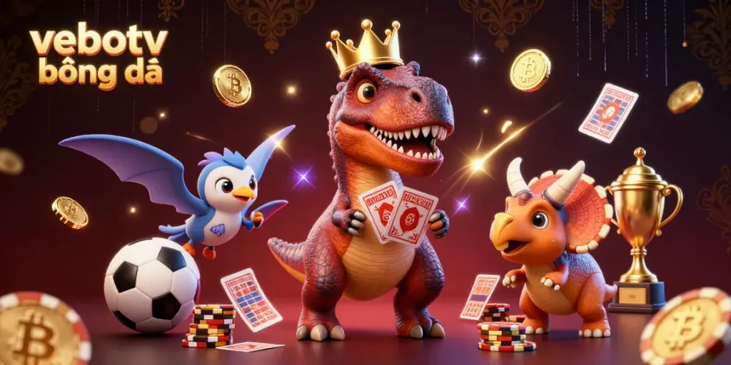 Engage in vebotv bóng đá with a vibrant 3D scene of characters involved in sports betting, showcasing dynamic action.