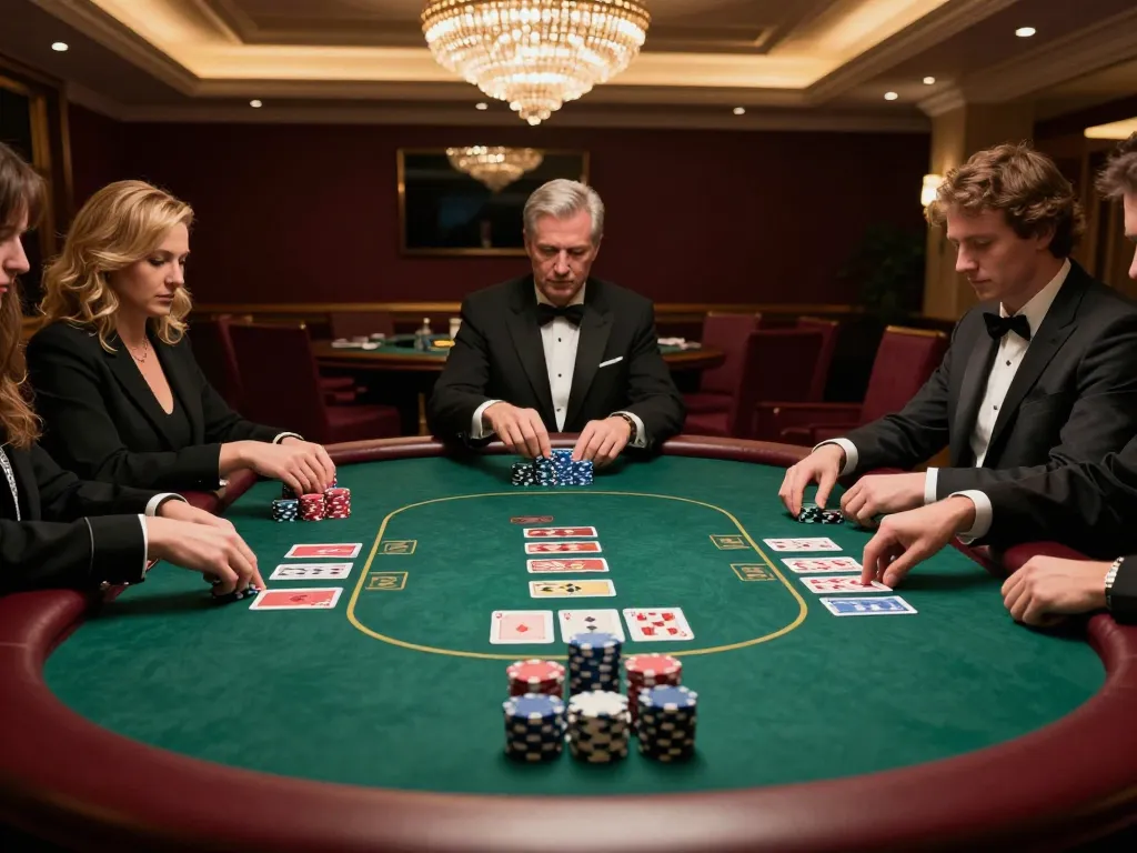 Cakhia app users strategizing during poker game, showcasing chips and cards elegantly