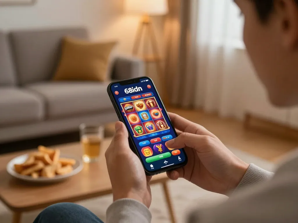 Pemain menggunakan aplikasi mobile 68idn untuk pengalaman kasino daring yang menarik.