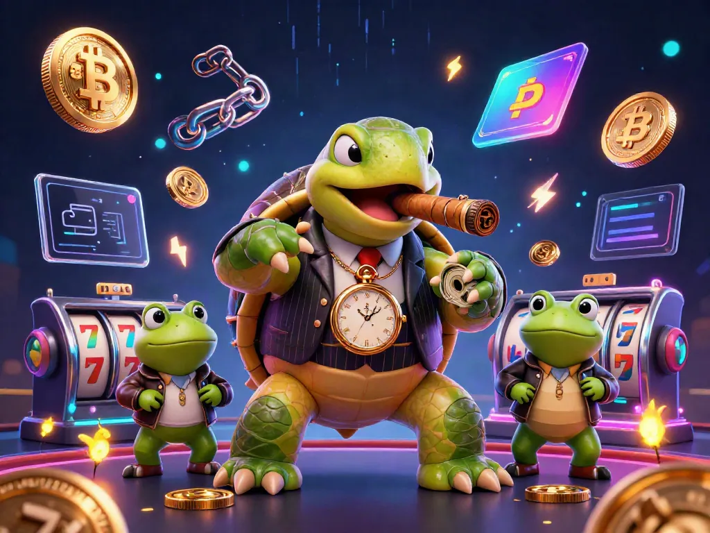 Spin the slot reels with a casino turtle mobster and his bullfrog enforcers.