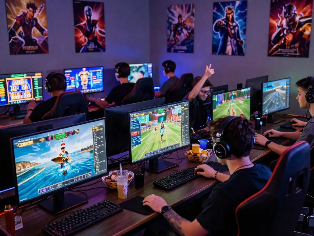 Trải nghiệm chơi game trực tuyến sôi động với f168, người chơi đa dạng và không gian hiện đại.
