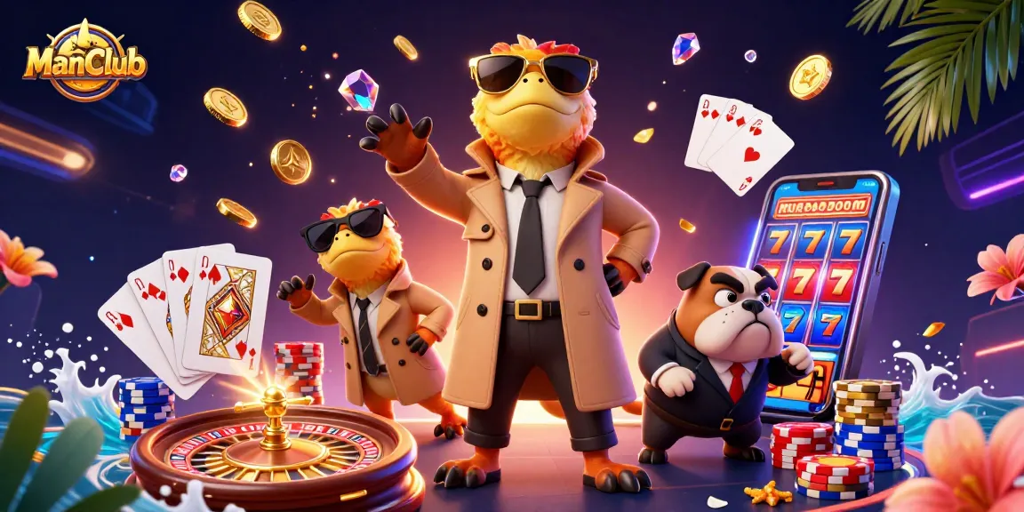 Experience thrilling action at ManClub's casino with raptors in a trench coat entering a VIP lounge.