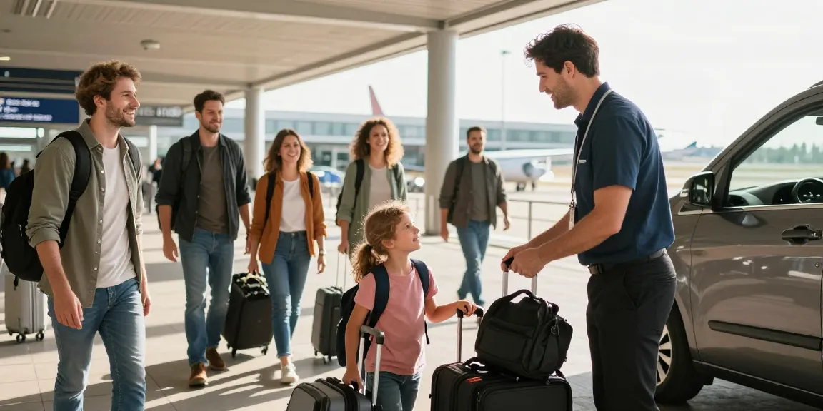 Transfer von Zuhause zum Flughafen Frankfurt mit professionellem und lokalem Serviceanbieter, vertrauenswürdigem Fahrer und zufriedenen Reisenden.