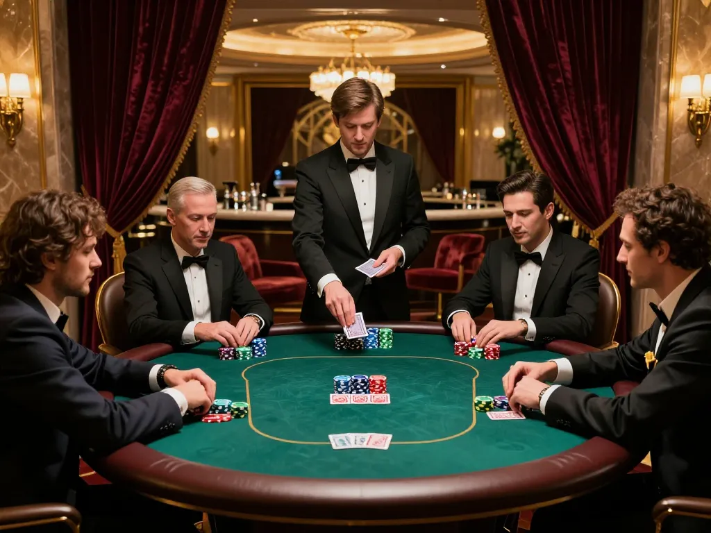 Players engaged in strategic gameplay at a VIP poker table, showcasing the 79KING experience.