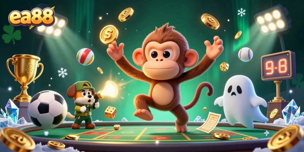 ea88 showcases dynamic sports gambling with a poltergeist monkey in a haunted casino