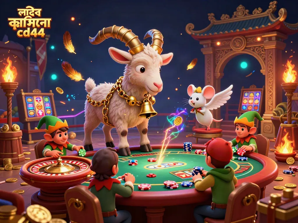 Engage in action at লাইভ ক্যাসিনো cd44 with lively characters and vibrant casino elements in a festive scene.
