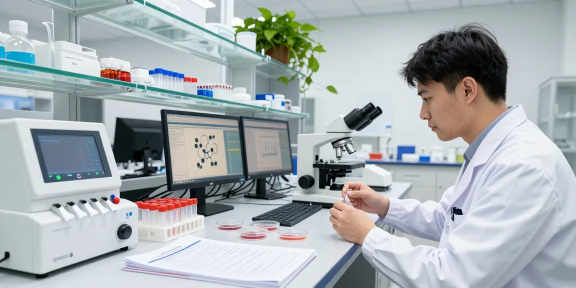 GHK Cu peptide research in a professional lab with scientists exploring innovative health solutions.