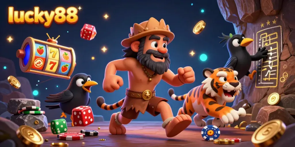 Experience the thrilling atmosphere at lucky88 casino with unique characters and vibrant game elements.