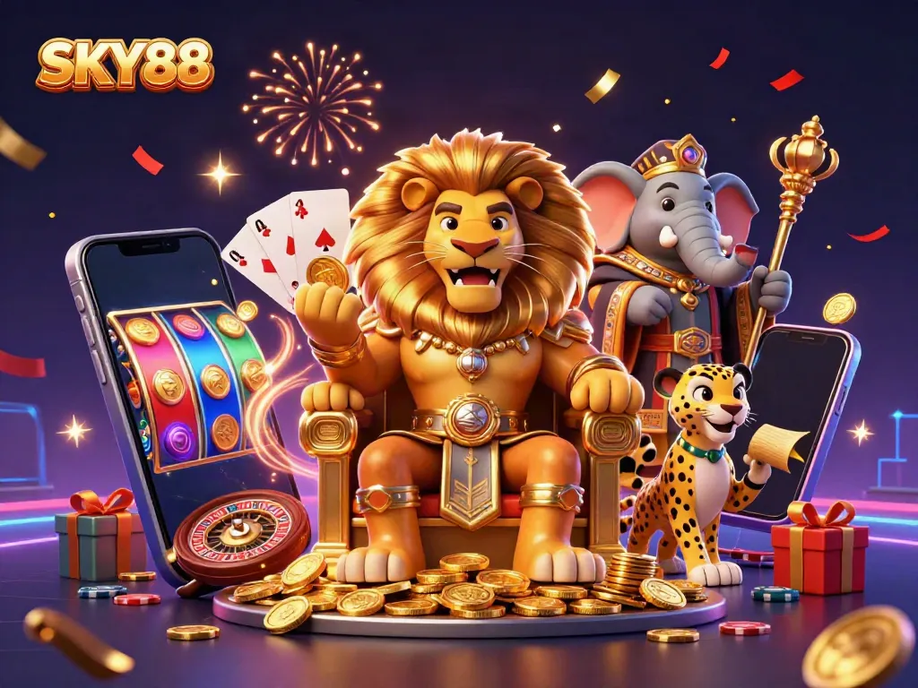 Engage in thrilling slots at SKY88's vibrant digital casino with captivating characters and action!