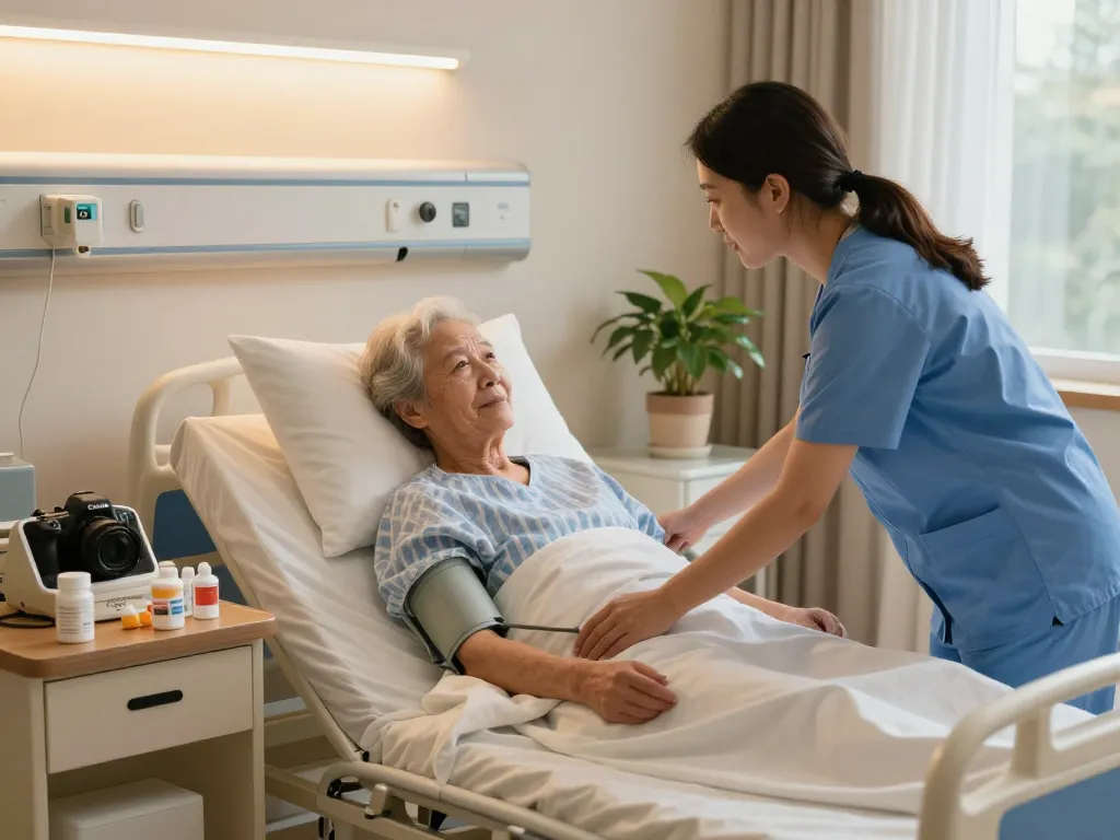 Adjusting giường bệnh nhân for better patient comfort in a soothing healthcare environment