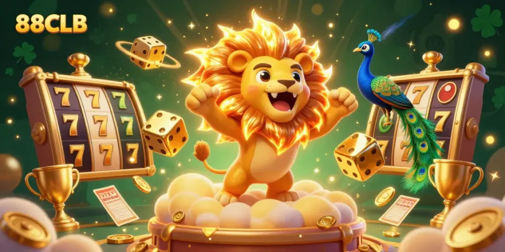 Engage with the thrilling world of 88CLB featuring a roarsome lion and dynamic games, perfect for immersive gambling.