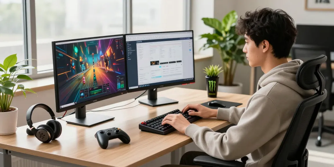 A modern workspace showcasing ROKOK88's wireless keyboard and headset, emphasizing comfort and efficiency for gaming.