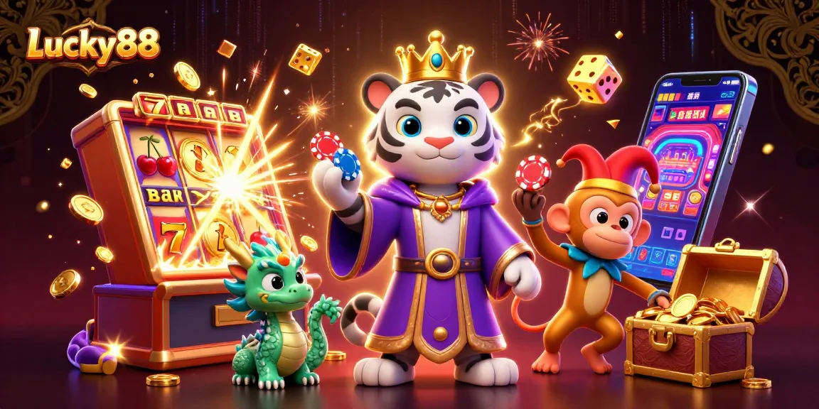 Experience the thrilling jackpot excitement with Lucky88, featuring vivid 3D characters and dynamic slot elements.