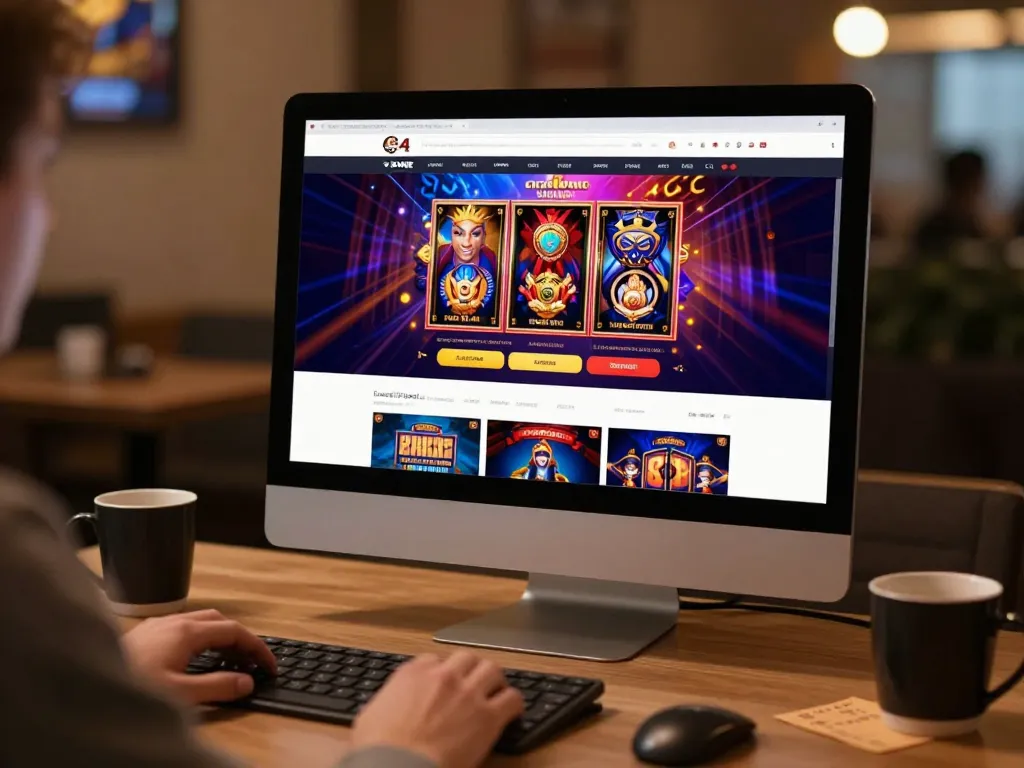 Player exploring online casino games on computer, enjoying the interactive features of VIN777.