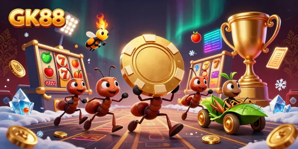 GK88 offers a thrilling online casino experience with dynamic gambling elements and a fun heist scene.