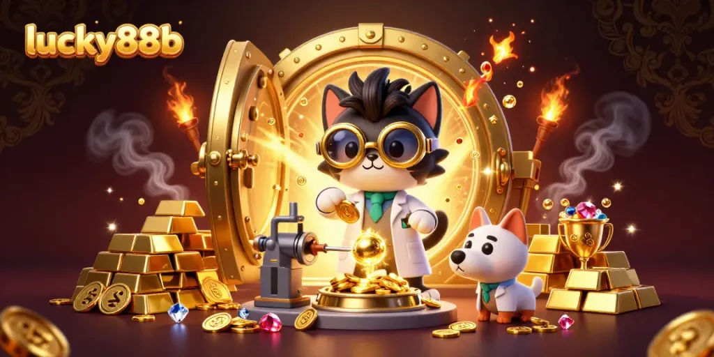 Engage in thrilling gameplay with lucky88b while uncovering treasure-filled adventures in this dynamic casino illustration.