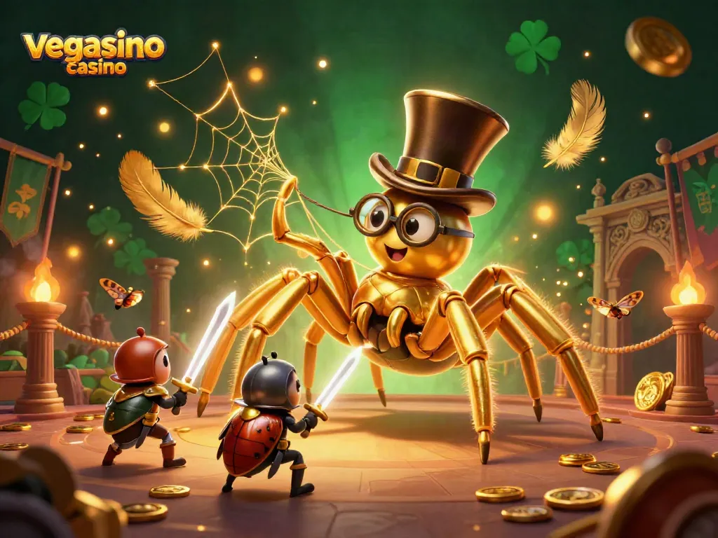 Engage in thrilling gameplay at vegasino casino with exciting characters in a vibrant casino scene.