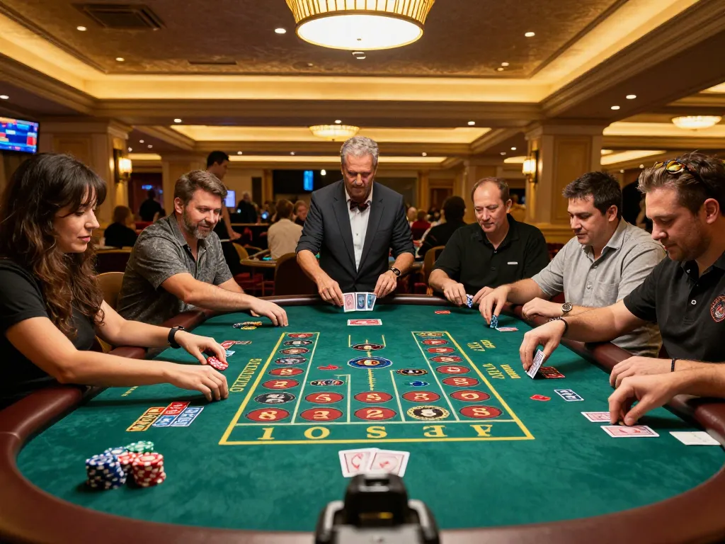 Giocatori che partecipano a momenti di gioco entusiasmanti nei migliori siti non AAMS con un'atmosfera di casinò vibrante.