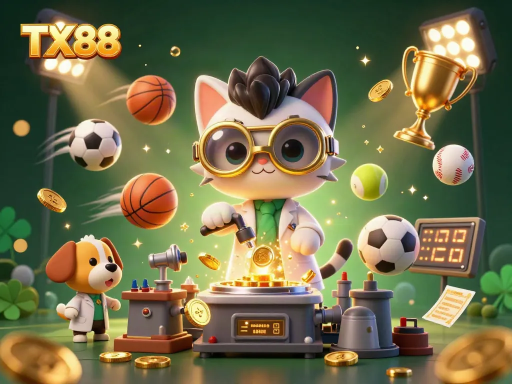 Experience the thrilling gameplay of TX88 with engaging sports elements and a vibrant illustration.