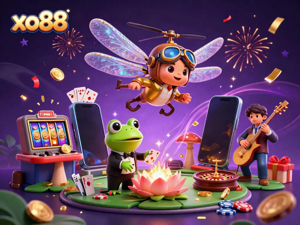 Experience exciting casino games with the vibrant scene inspired by xo88's fun offerings.
