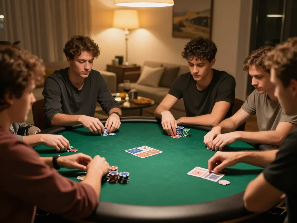Engage in intense poker gameplay with friends while using https strategies to win.