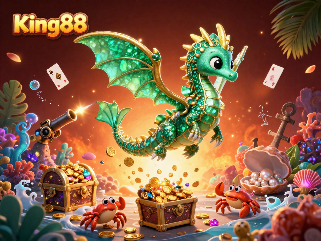 Experience King88's captivating underwater realm filled with shimmering treasures and thrilling games.