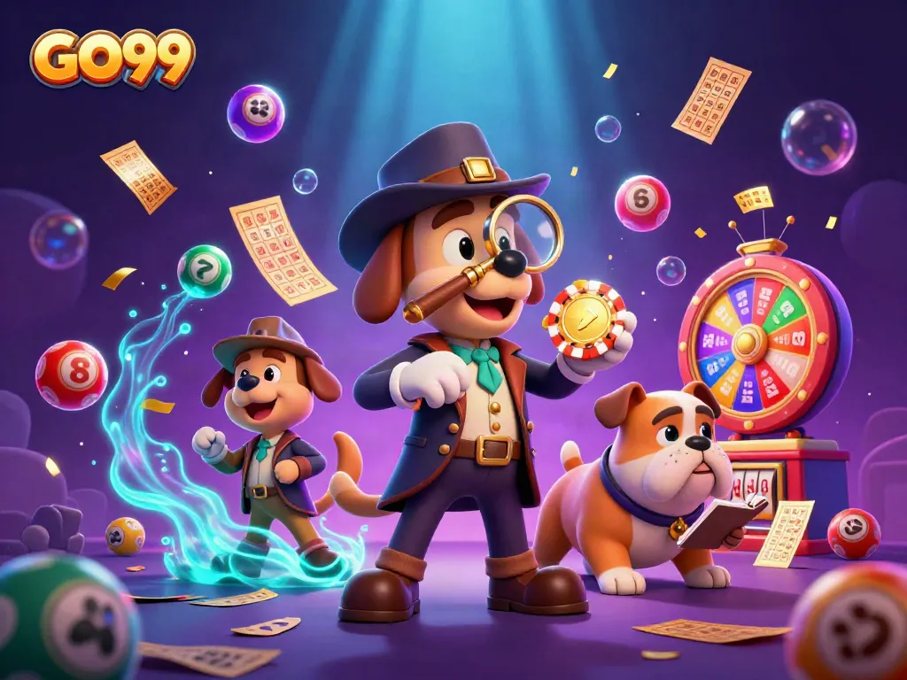 Engage in thrilling GO99 gambling adventures with detective characters exploring treasure clues.