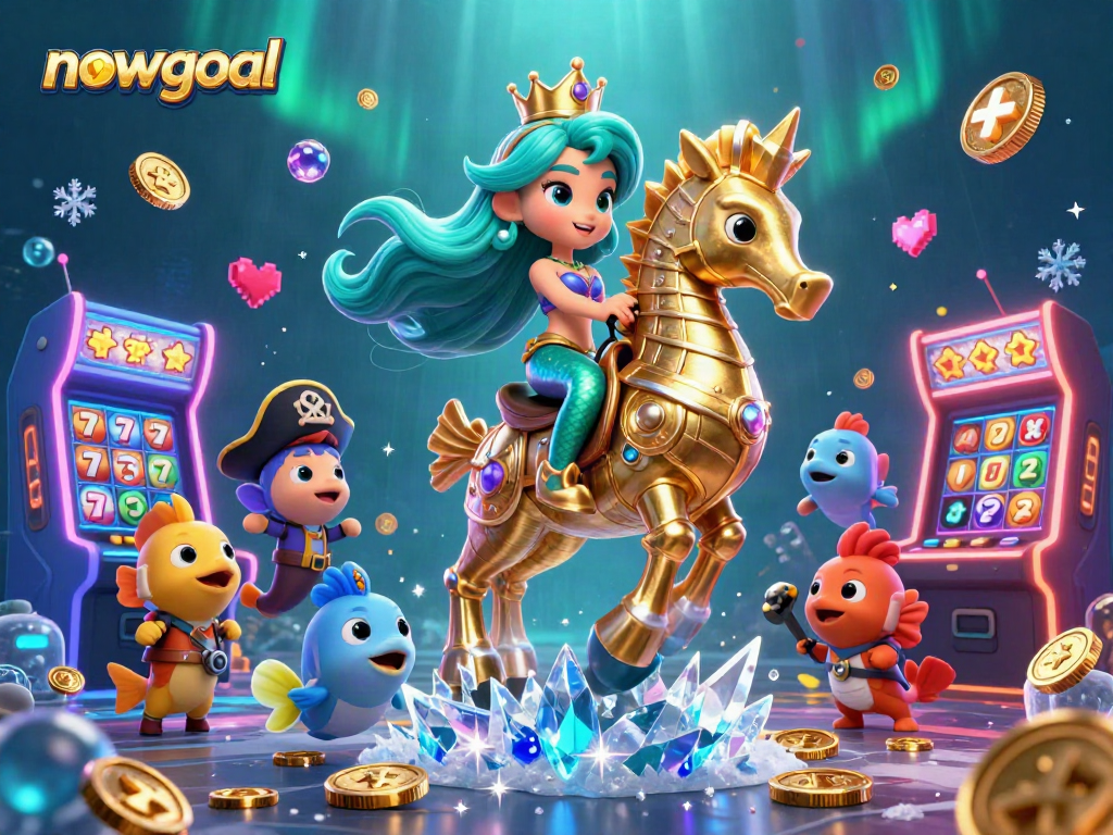 Engage with the vibrant nowgoal casino adventure featuring a mermaid, seahorse, and colorful slot elements.