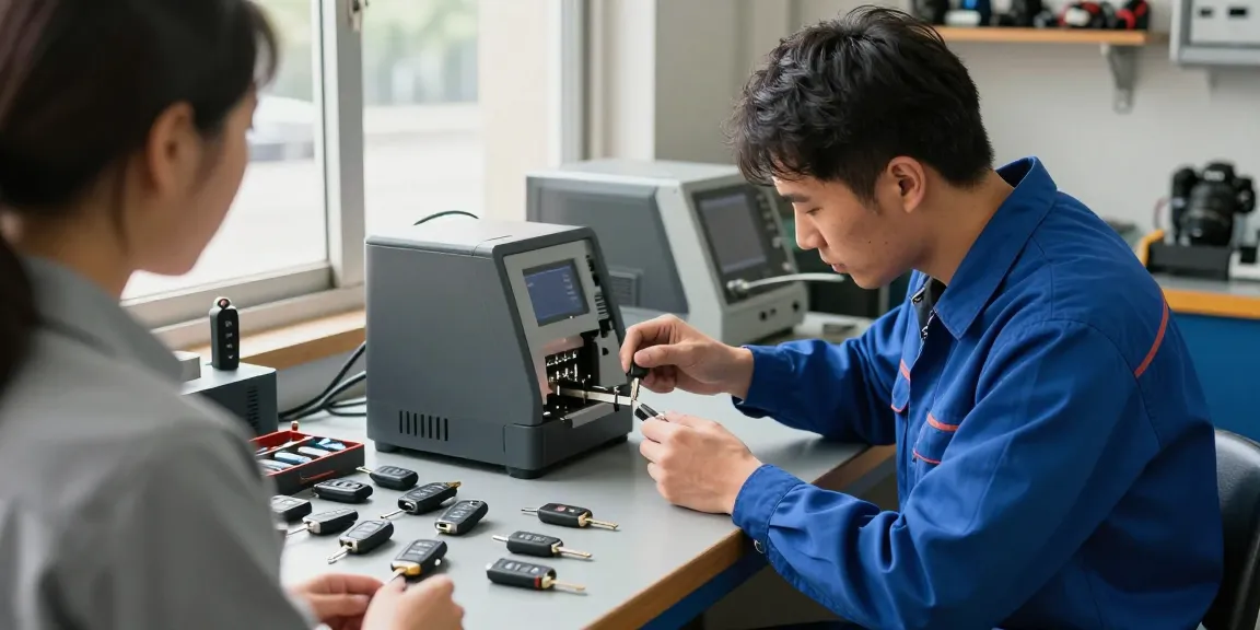 Autoschlüssel nachmachen in modernem Werkstattumfeld mit professionellem Schlüsseldienst.
